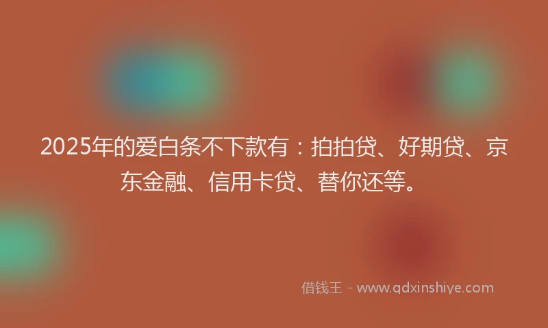 2025年的爱白条不下款有：拍拍贷、好期贷、京东金融、信用卡贷、替你还等。
