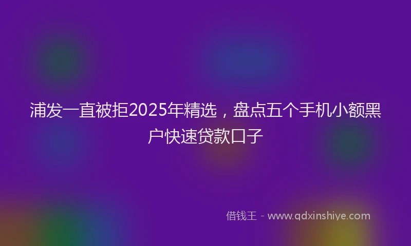浦发一直被拒2025年精选，盘点五个手机小额黑户快速贷款口子