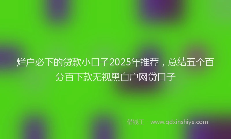 烂户必下的贷款小口子2025年推荐，总结五个百分百下款无视黑白户网贷口子