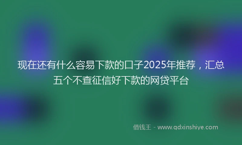 现在还有什么容易下款的口子2025年推荐，汇总五个不查征信好下款的网贷平台