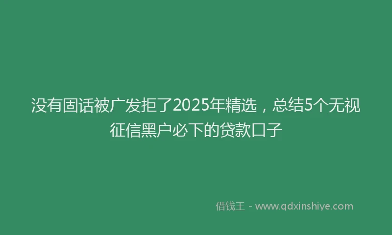 没有固话被广发拒了2025年精选，总结5个无视征信黑户必下的贷款口子