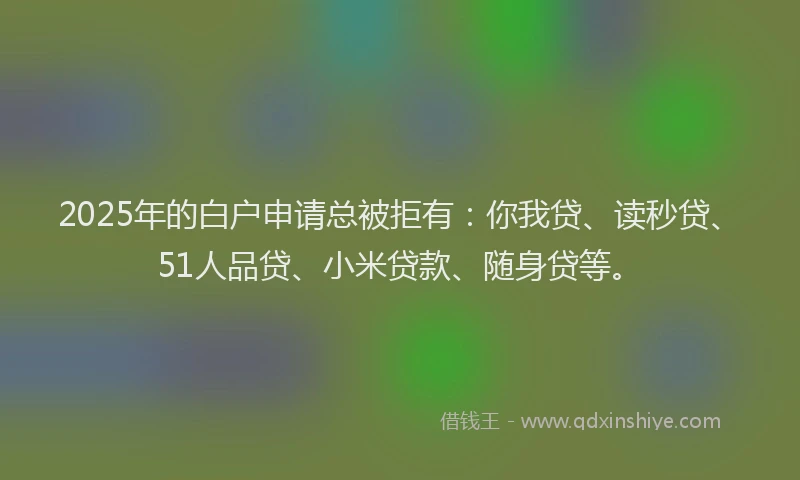 2025年的白户申请总被拒有：你我贷、读秒贷、51人品贷、小米贷款、随身贷等。