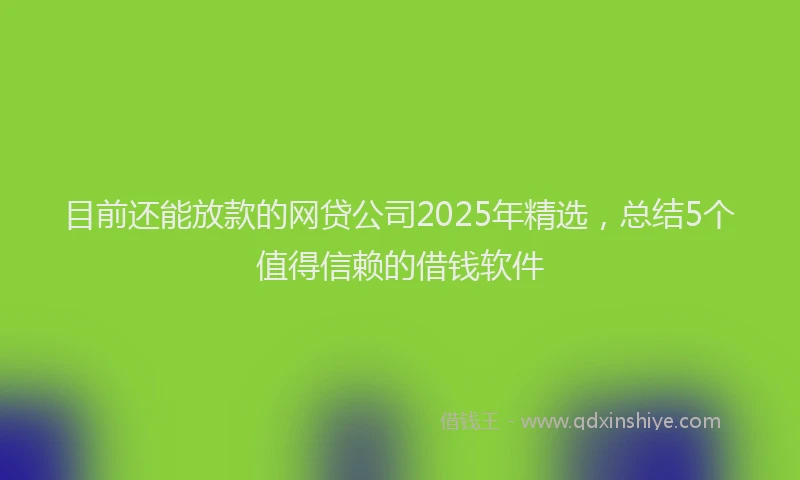 目前还能放款的网贷公司2025年精选，总结5个值得信赖的借钱软件