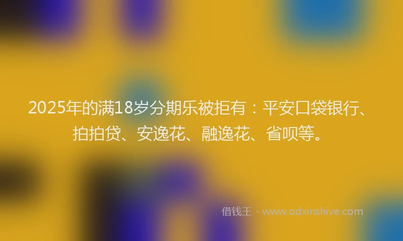 2025年的满18岁分期乐被拒有：平安口袋银行、拍拍贷、安逸花、融逸花、省呗等。