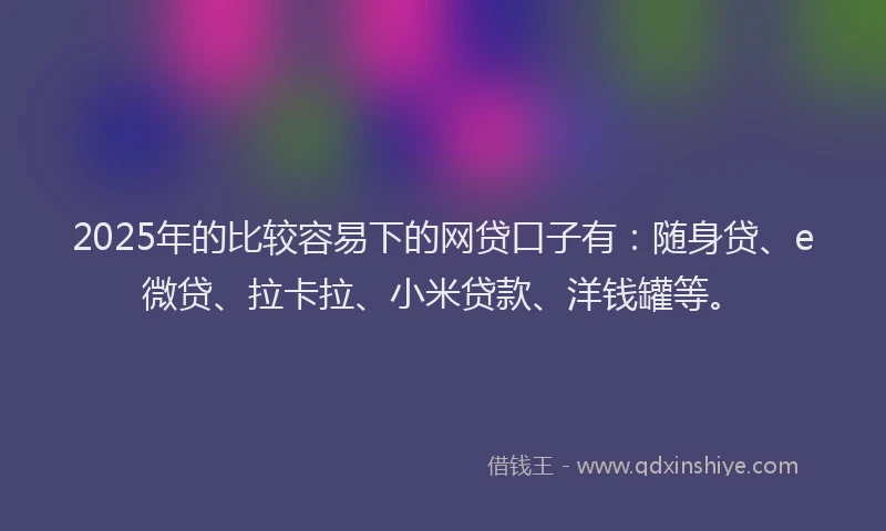 2025年的比较容易下的网贷口子有：随身贷、e微贷、拉卡拉、小米贷款、洋钱罐等。