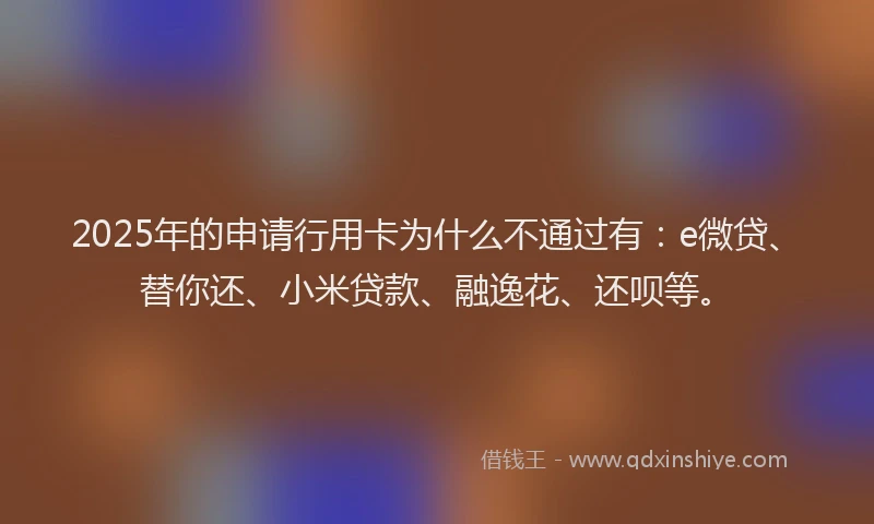2025年的申请行用卡为什么不通过有：e微贷、替你还、小米贷款、融逸花、还呗等。
