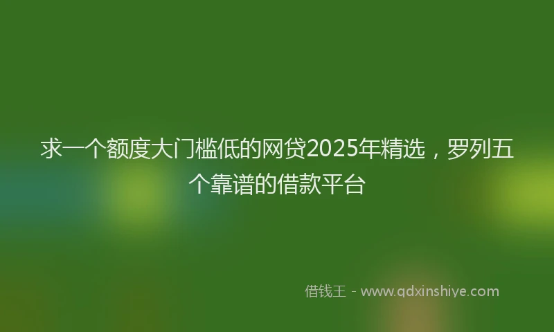 求一个额度大门槛低的网贷2025年精选，罗列五个靠谱的借款平台
