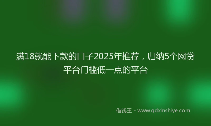 满18就能下款的口子2025年推荐，归纳5个网贷平台门槛低一点的平台