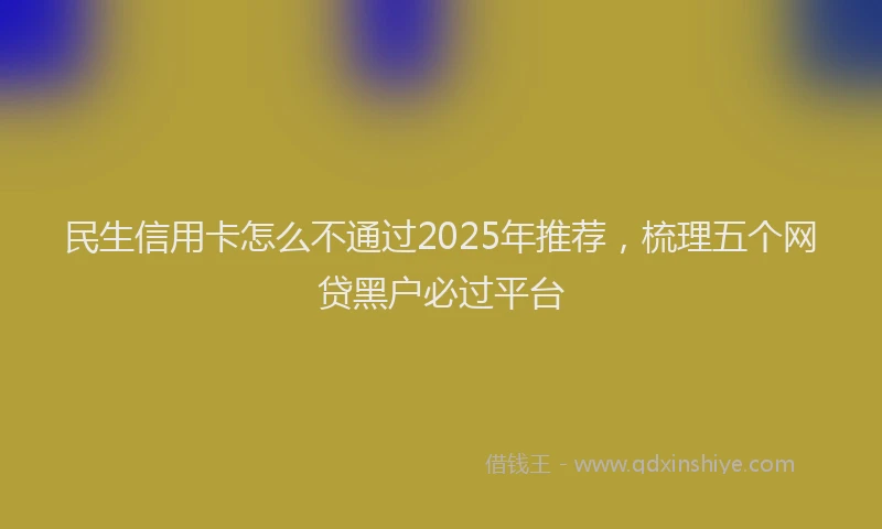 民生信用卡怎么不通过2025年推荐，梳理五个网贷黑户必过平台