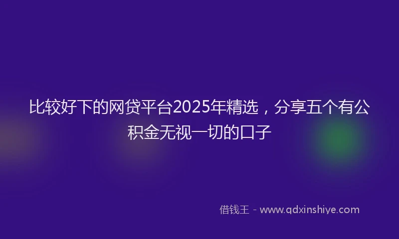 比较好下的网贷平台2025年精选，分享五个有公积金无视一切的口子