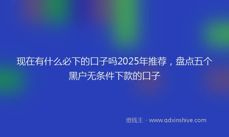 现在有什么必下的口子吗2025年推荐，盘点五个黑户无条件下款的口子