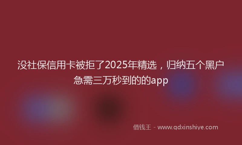 没社保信用卡被拒了2025年精选，归纳五个黑户急需三万秒到的的app