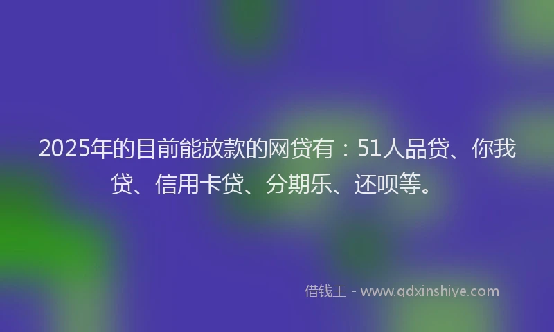 2025年的目前能放款的网贷有：51人品贷、你我贷、信用卡贷、分期乐、还呗等。