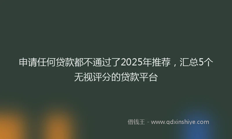 申请任何贷款都不通过了2025年推荐，汇总5个无视评分的贷款平台