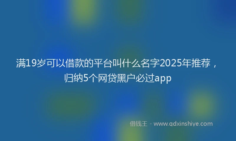 满19岁可以借款的平台叫什么名字2025年推荐，归纳5个网贷黑户必过app