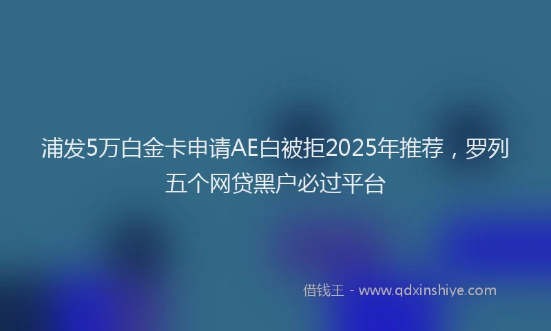 浦发5万白金卡申请AE白被拒2025年推荐，罗列五个网贷黑户必过平台