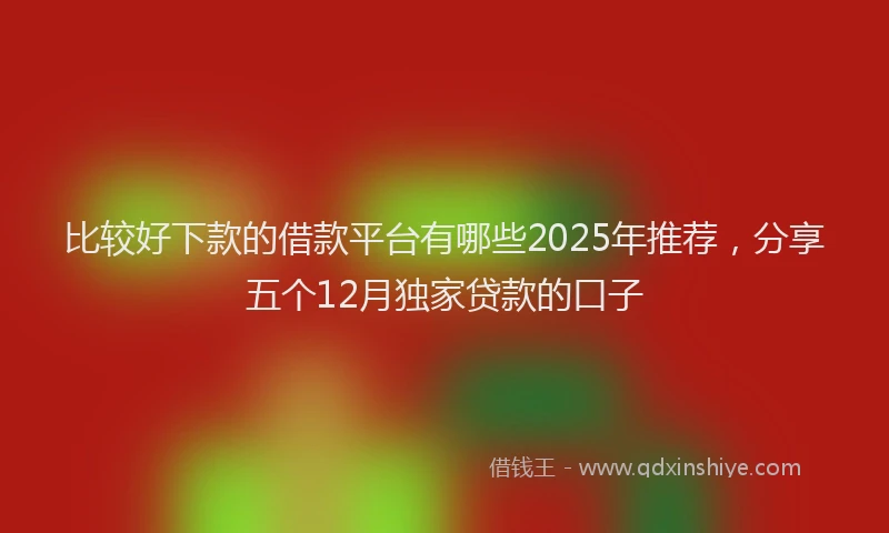 比较好下款的借款平台有哪些2025年推荐，分享五个12月独家贷款的口子
