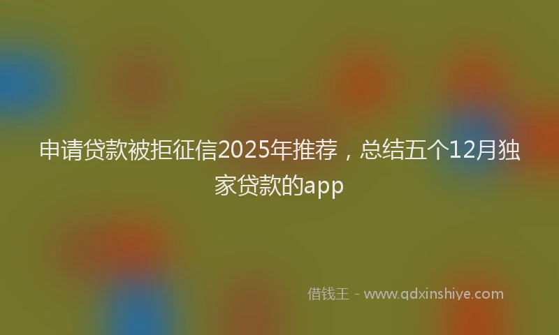 申请贷款被拒征信2025年推荐，总结五个12月独家贷款的app