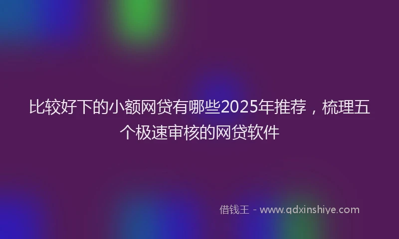比较好下的小额网贷有哪些2025年推荐，梳理五个极速审核的网贷软件
