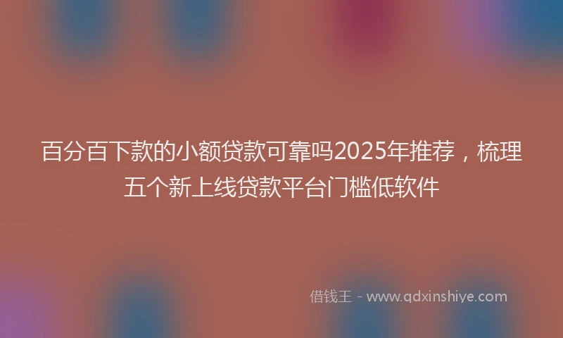 百分百下款的小额贷款可靠吗2025年推荐，梳理五个新上线贷款平台门槛低软件