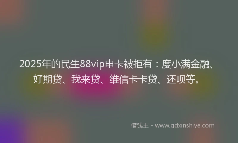 2025年的民生88vip申卡被拒有：度小满金融、好期贷、我来贷、维信卡卡贷、还呗等。