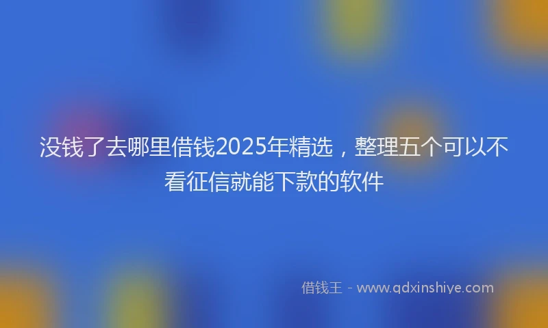 没钱了去哪里借钱2025年精选，整理五个可以不看征信就能下款的软件