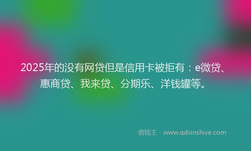 2025年的没有网贷但是信用卡被拒有：e微贷、惠商贷、我来贷、分期乐、洋钱罐等。