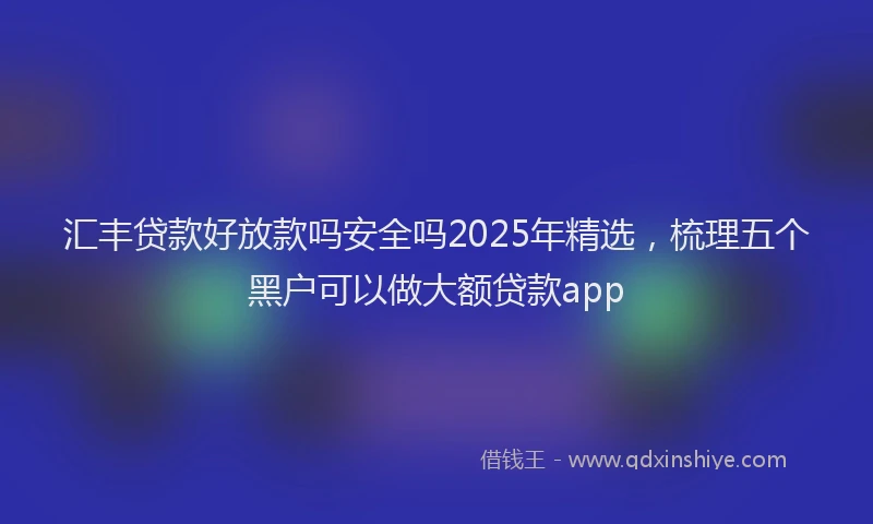 汇丰贷款好放款吗安全吗2025年精选，梳理五个黑户可以做大额贷款app