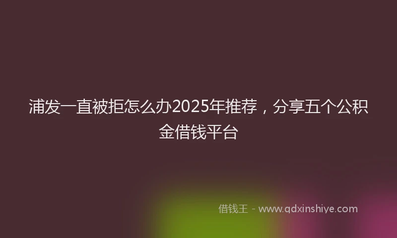 浦发一直被拒怎么办2025年推荐，分享五个公积金借钱平台