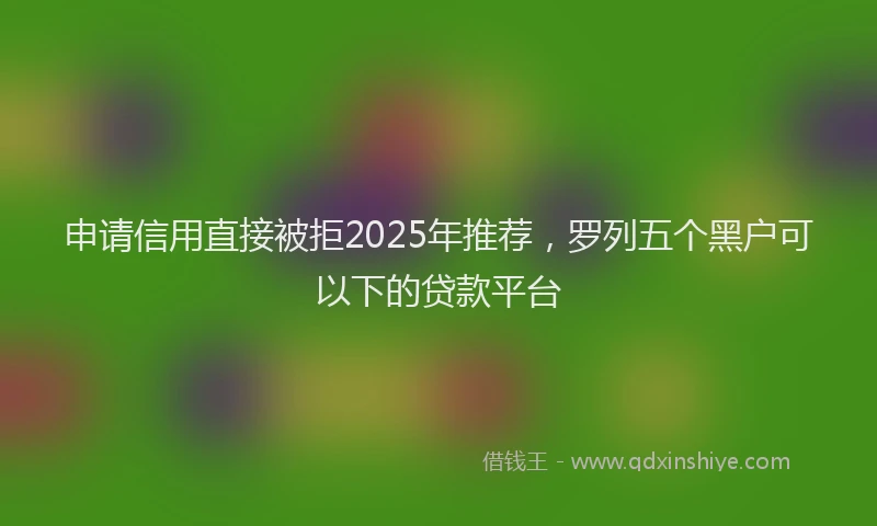 申请信用直接被拒2025年推荐，罗列五个黑户可以下的贷款平台