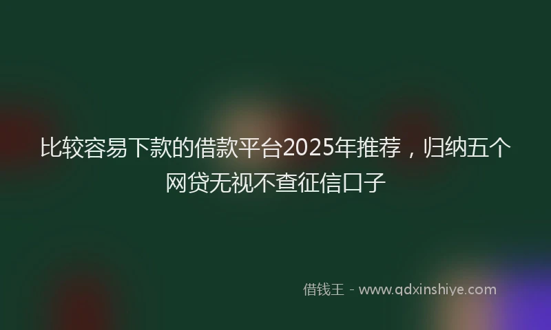 比较容易下款的借款平台2025年推荐，归纳五个网贷无视不查征信口子