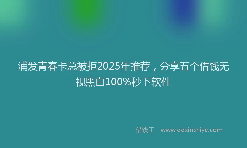 浦发青春卡总被拒2025年推荐，分享五个借钱无视黑白100%秒下软件