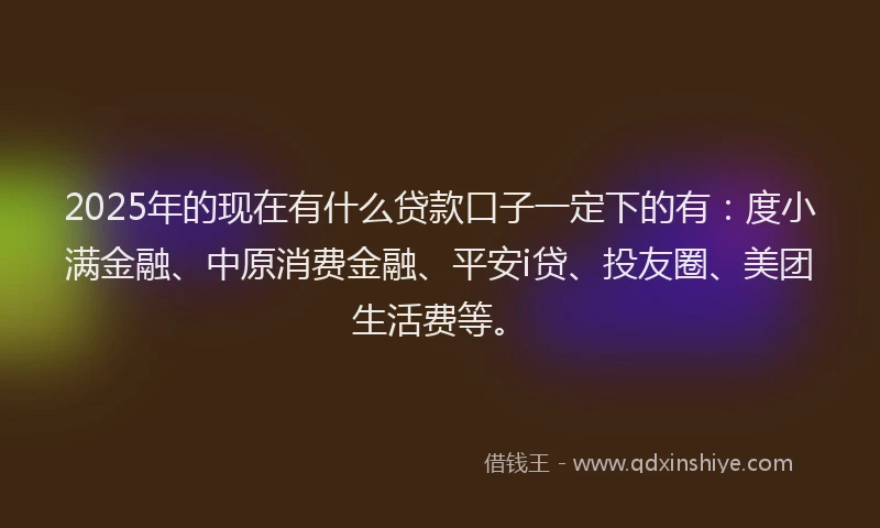 2025年的现在有什么贷款口子一定下的有：度小满金融、中原消费金融、平安i贷、投友圈、美团生活费等。