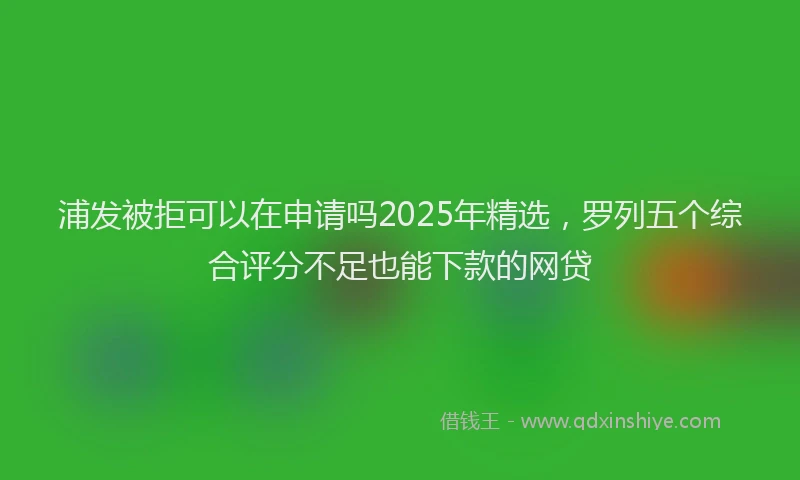 浦发被拒可以在申请吗2025年精选，罗列五个综合评分不足也能下款的网贷