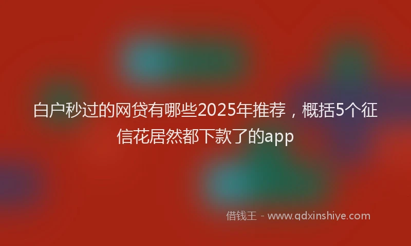 白户秒过的网贷有哪些2025年推荐，概括5个征信花居然都下款了的app