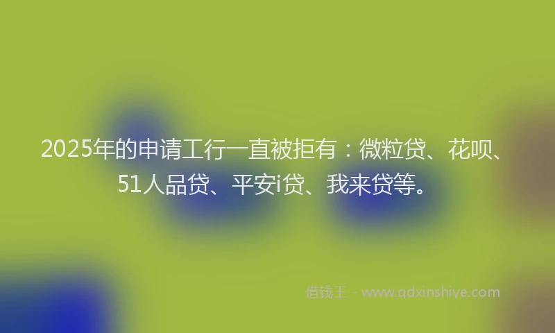 2025年的申请工行一直被拒有：微粒贷、花呗、51人品贷、平安i贷、我来贷等。