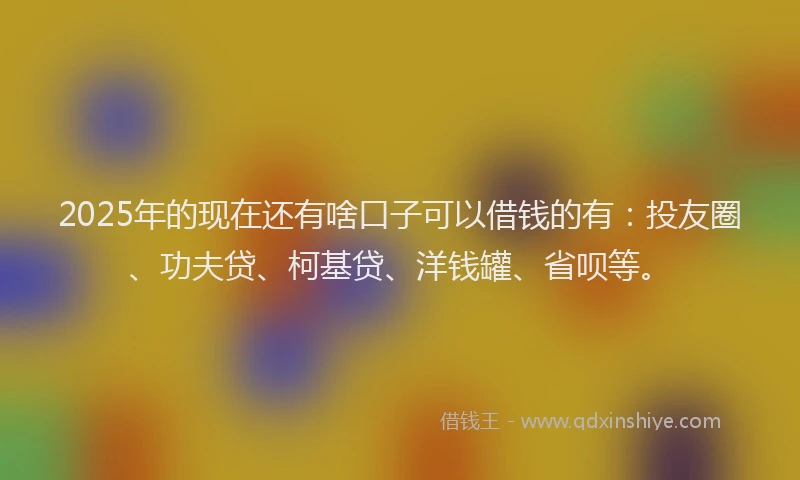 2025年的现在还有啥口子可以借钱的有：投友圈、功夫贷、柯基贷、洋钱罐、省呗等。