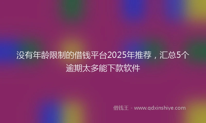 没有年龄限制的借钱平台2025年推荐，汇总5个逾期太多能下款软件