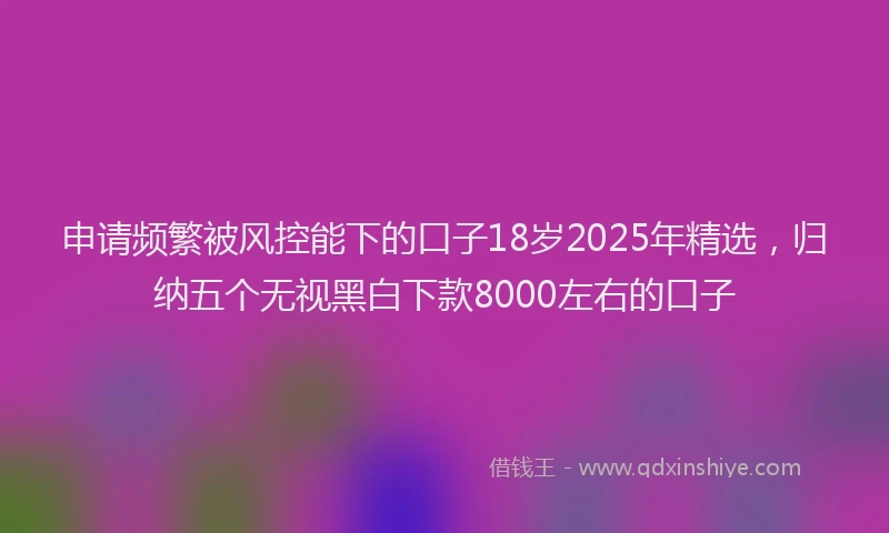 申请频繁被风控能下的口子18岁2025年精选，归纳五个无视黑白下款8000左右的口子