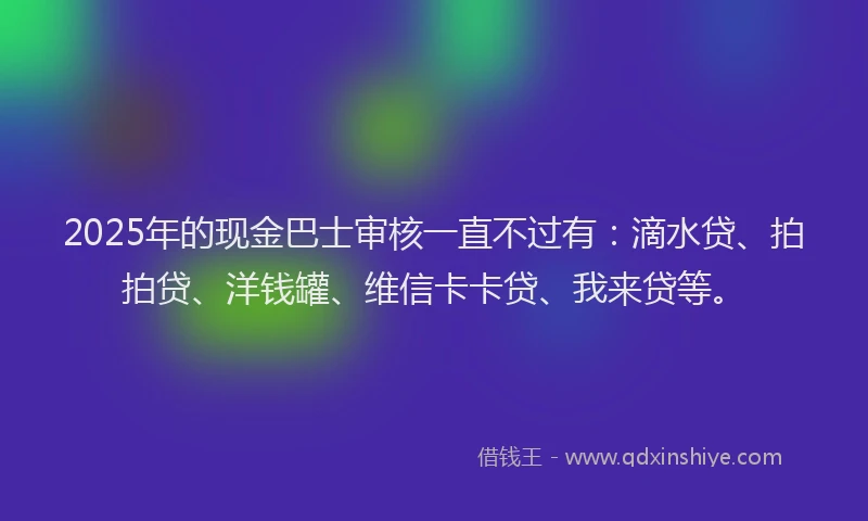 2025年的现金巴士审核一直不过有：滴水贷、拍拍贷、洋钱罐、维信卡卡贷、我来贷等。