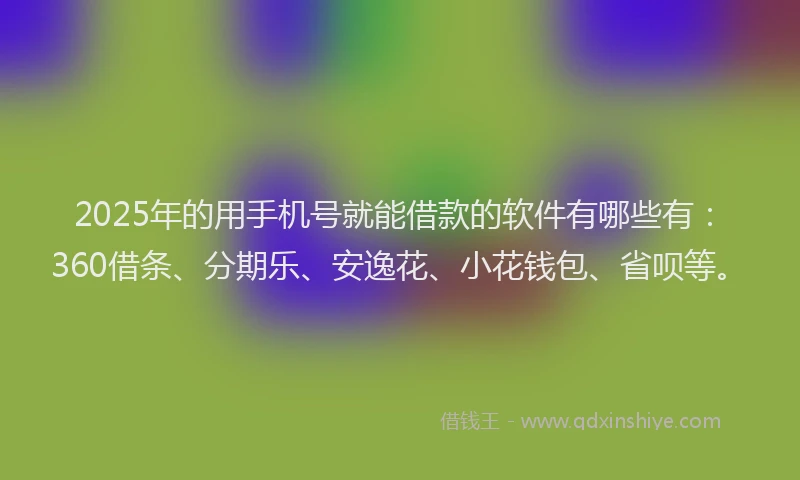 2025年的用手机号就能借款的软件有哪些有：360借条、分期乐、安逸花、小花钱包、省呗等。