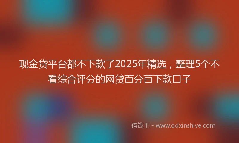 现金贷平台都不下款了2025年精选，整理5个不看综合评分的网贷百分百下款口子
