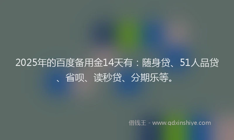 2025年的百度备用金14天有：随身贷、51人品贷、省呗、读秒贷、分期乐等。