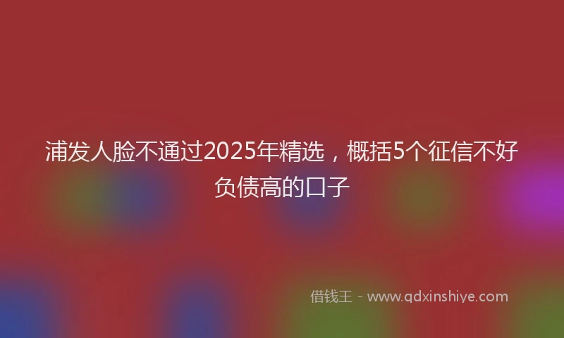 浦发人脸不通过2025年精选，概括5个征信不好负债高的口子