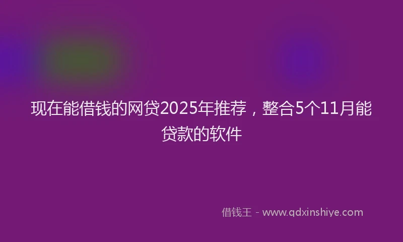 现在能借钱的网贷2025年推荐，整合5个11月能贷款的软件
