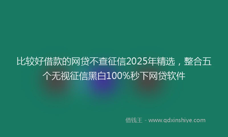 比较好借款的网贷不查征信2025年精选，整合五个无视征信黑白100%秒下网贷软件