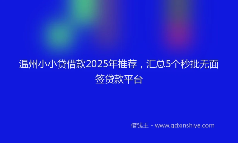 温州小小贷借款2025年推荐，汇总5个秒批无面签贷款平台