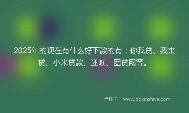 2025年的现在有什么好下款的有：你我贷、我来贷、小米贷款、还呗、团贷网等。