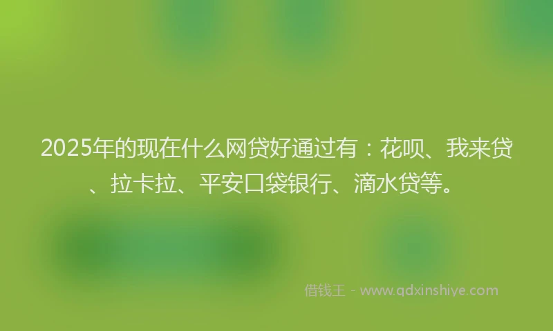 2025年的现在什么网贷好通过有：花呗、我来贷、拉卡拉、平安口袋银行、滴水贷等。