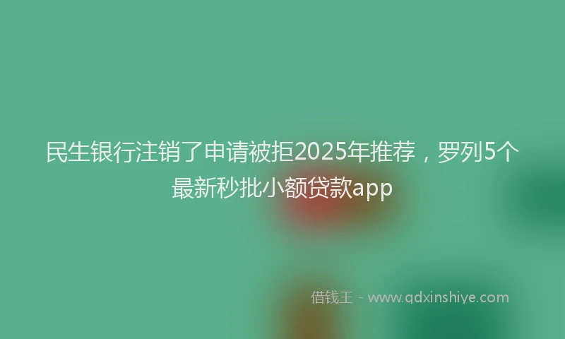 民生银行注销了申请被拒2025年推荐，罗列5个最新秒批小额贷款app
